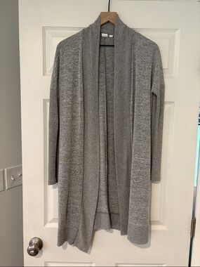 Lightweight Long Open-Front Gray Women's Cardigan Sweater